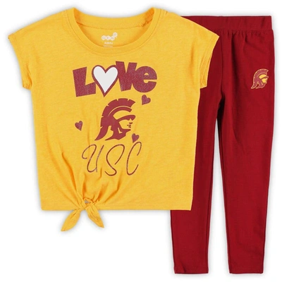 Outerstuff Kids' Preschool & Toddler Gold/cardinal Usc Trojans Forever Love T-shirt & Leggings Set