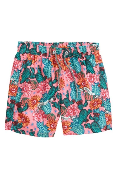 Boardies Kids Cactus Eyeballs Printed Shell Swim Shorts In Pink & Other