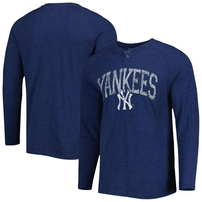 Concepts Sport Navy New York Yankees Inertia Raglan Long Sleeve Henley T-shirt