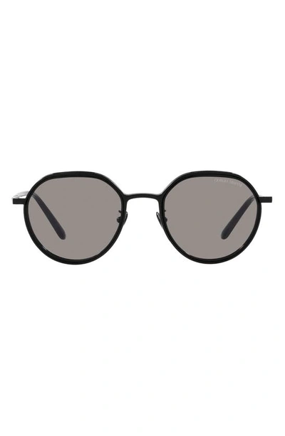 Armani Exchange 49mm Polarized Round Sunglasses In Matte Black