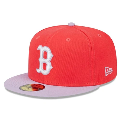 New Era Men's  Red And Lavender Boston Red Sox Spring Color Two-tone 59fifty Fitted Hat In Red,lavender