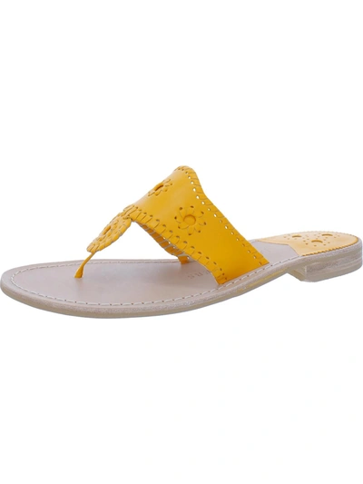 Jack Rogers Womens Leather Thong Slide Sandals In Yellow