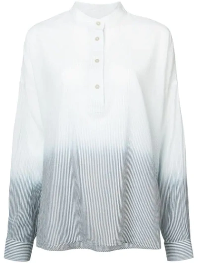 Elizabeth And James Flint Mandarin-collar Long-sleeve Ombre-striped Shirt In Ombre Indigo Stripe