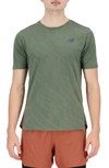 New Balance Q Speed Icex Jacquard T-shirt In Deep Olive Green
