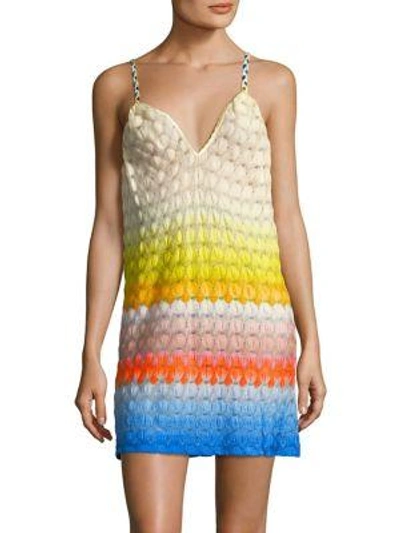 Missoni Knit V-neck Dress In Blue Multi