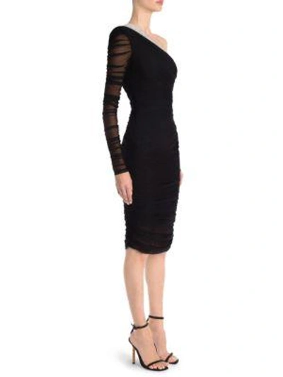 Versace Tulle One-shoulder Dress In Black