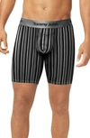 Tommy John Second Skin 8-inch Boxer Briefs In Black Multi Pinstripe