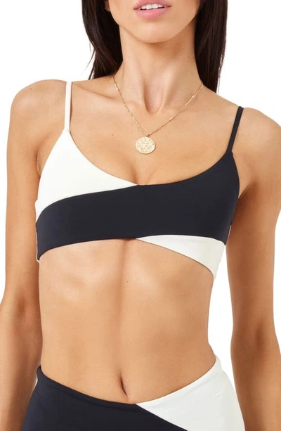 L*space High Tide Colorblock Bikini Top In Black/cream