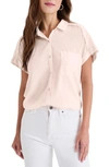 Splendid Paige High-low Cotton Blend Button-up Shirt In Ash Navy