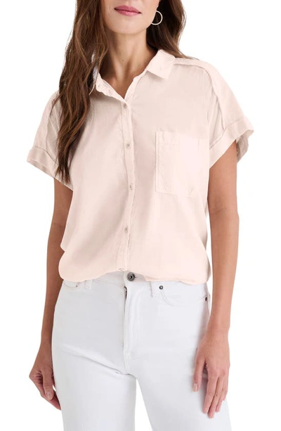 Splendid Paige High-low Cotton Blend Button-up Shirt In Patina