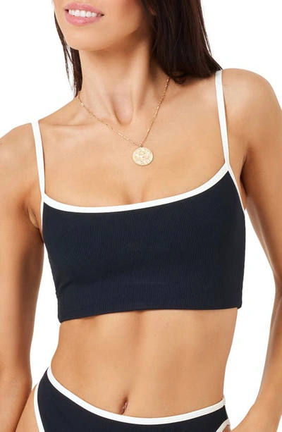 L*space Adalyn Contrast Trim Bikini Top In Black/cream