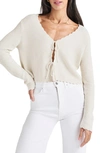 Splendid Wendy Tie Front Cotton & Silk Blend Cardigan In White Sand