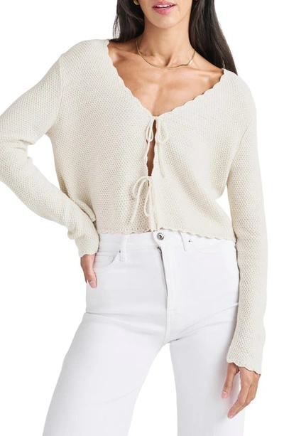 Splendid Wendy Tie Front Cotton & Silk Blend Cardigan In White Sand
