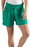 Cache Coeur Nubie Smocked Twill Maternity Shorts In Green