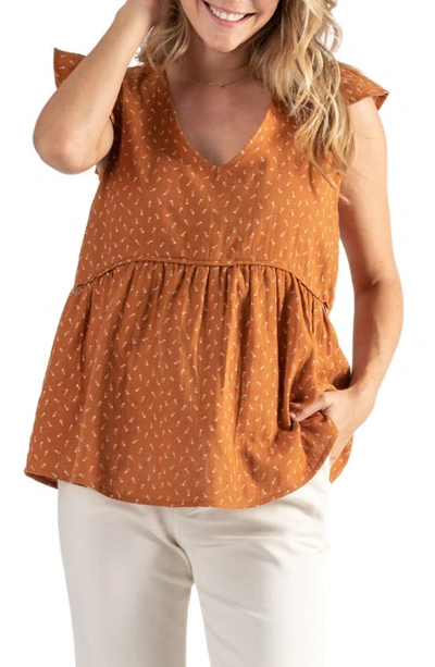 Cache Coeur Suzanne Maternity/nursing Top In Carrots Caramel