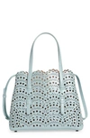 Alaïa Small Mina Perforated Leather Tote In Gris Vert