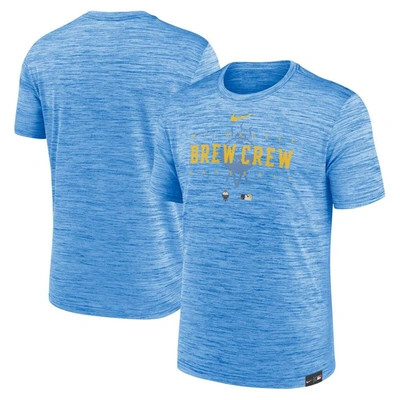Nike Powder Blue Milwaukee Brewers City Connect Velocity Practice Performance T-shirt