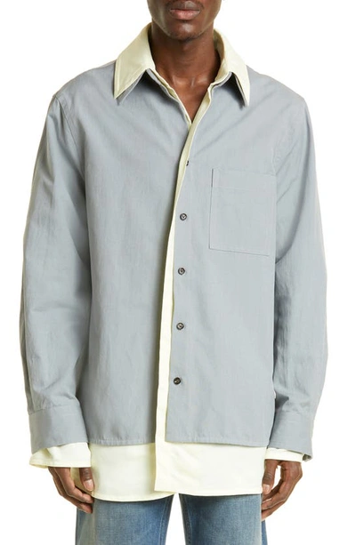 Bottega Veneta Relaxed Fit Layered Button-up Shirt In Grey