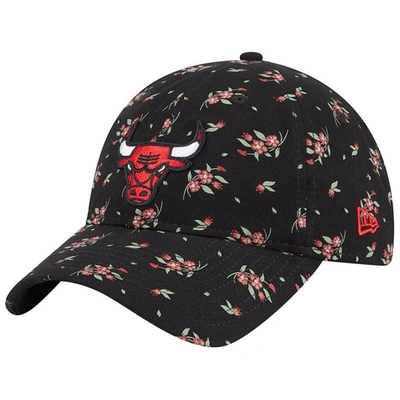 New Era Black Chicago Bulls Bloom Print 9twenty Adjustable Hat