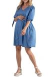 Cache Coeur Amy Maternity/nursing Babydoll Dress In Ice Blue