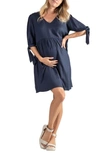 Cache Coeur Amy Maternity/nursing Babydoll Dress In Marine