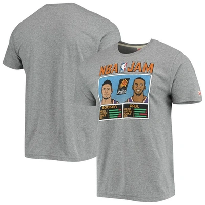 Homage Men's  Devin Booker And Chris Paul Heathered Charcoal Phoenix Suns Nba Jam Tri-blend T-shirt