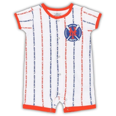 Outerstuff Babies' Newborn And Infant Boys And Girls White New York Mets Ball Hitter Romper
