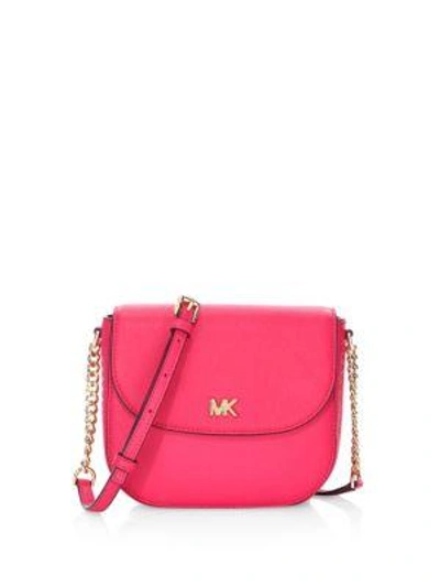 Michael Michael Kors Half Dome Leather Crossbody Bag In Ultra Pink