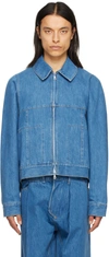 Bianca Saunders Blue Bowl Denim Jacket In Washed Out Blue