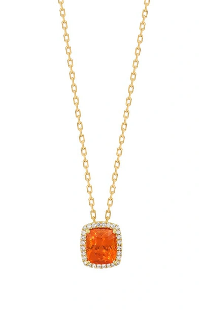 Bony Levy Garnet & Diamond Cushion Pendant Necklace In 18k Yellow Gold