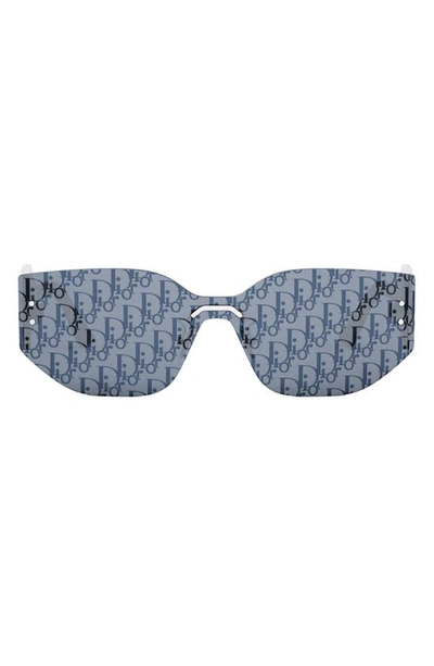 Dior Club M6u 142mm Rectangular Shield Sunglasses In Blue