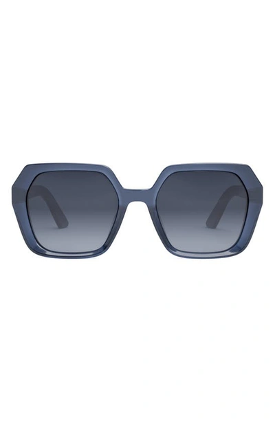 Dior Midnight 56mm Gradient Square Sunglasses In Matte Blue / Gradient Smoke