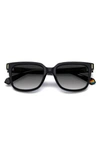 Polaroid 54mm Polarized Rectangular Sunglasses In Black/ Gray Polar