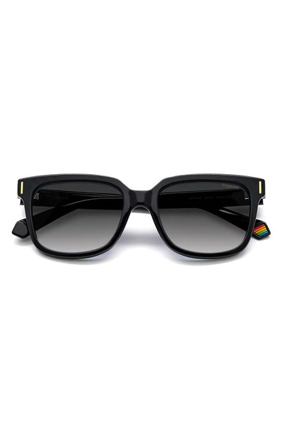 Polaroid 54mm Polarized Rectangular Sunglasses In Black/ Grey Polar