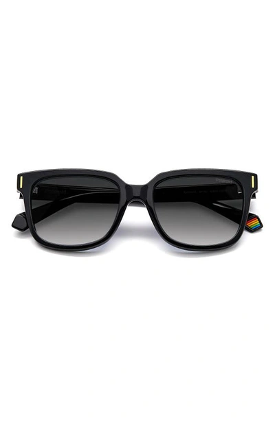 Polaroid 54mm Polarized Rectangular Sunglasses In Black/ Gray Polar