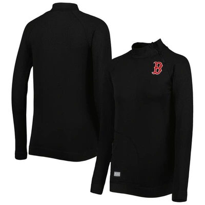 Levelwear Black Boston Red Sox Verse Asymmetrical Raglan Tri-blend Quarter-zip Jacket