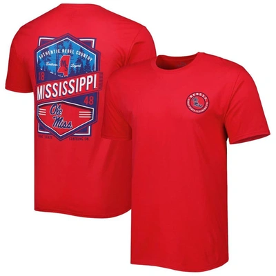 Great State Clothing Red Ole Miss Rebels Double Diamond Crest T-shirt