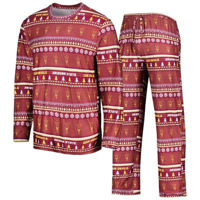 Concepts Sport Maroon Arizona State Sun Devils Swivel Long Sleeve T-shirt & Pants Sleep Set
