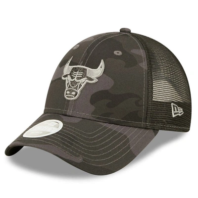 New Era Charcoal Chicago Bulls Camo Glam 9forty Trucker Snapback Hat