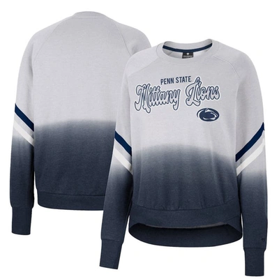 Colosseum Gray Penn State Nittany Lions Cue Cards Dip-dye Raglan Pullover Sweatshirt