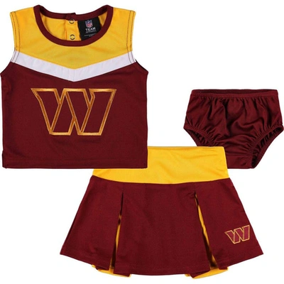 Outerstuff Kids' Girls Toddler Burgundy Washington Commanders Two-piece Spirit Cheerleader Set With Bloomers