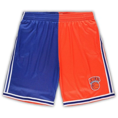 Mitchell & Ness Blue/orange New York Knicks Big & Tall Hardwood Classics Split Swingman Shorts