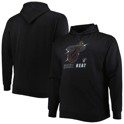 Profile Men's Black Miami Heat Big And Tall Heart And Soul Pullover Hoodie