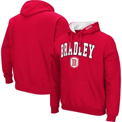 Colosseum Men's  Red Bradley Braves Arch & Logo Pullover Hoodie