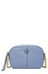 Tory Burch Mcgraw Leather Camera Bag In Bluewood/gold