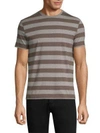 Isaia Striped Cotton T-shirt In Brown