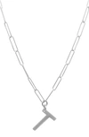 Adornia Initial Pendant Paperclip Necklace In Silver - T