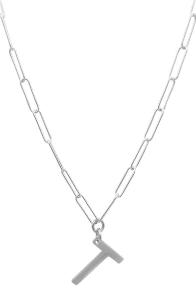 Adornia Initial Pendant Paperclip Necklace In Silver - T