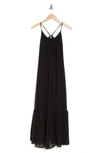 Lovestitch Stripe Ruffle Hem Maxi Dress In Black