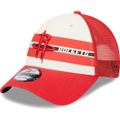New Era Houston Rockets Red Stripes 9forty Trucker Snapback Hat